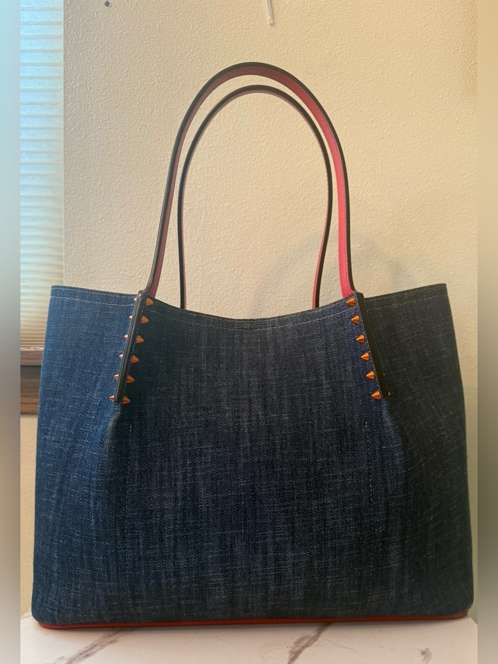 Christian Louboutin Denim Cabarock Tote, EUC